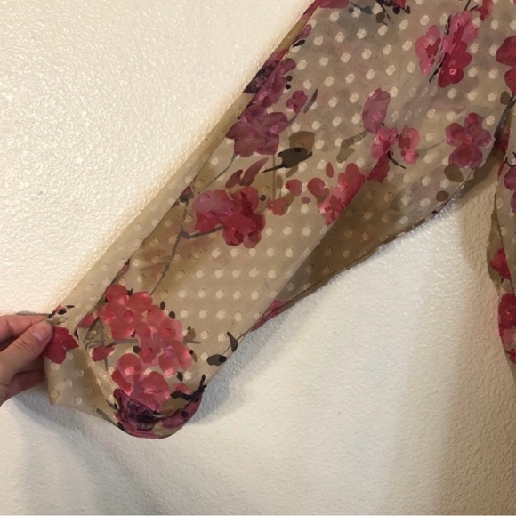 Daniel Rainn Cream Floral Ruffle Dot Long Sleeve Top - Picture 8 of 14